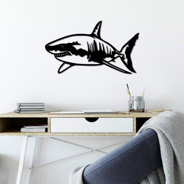 Wallity Shark - M Escultura de Pared Metálica Negra
